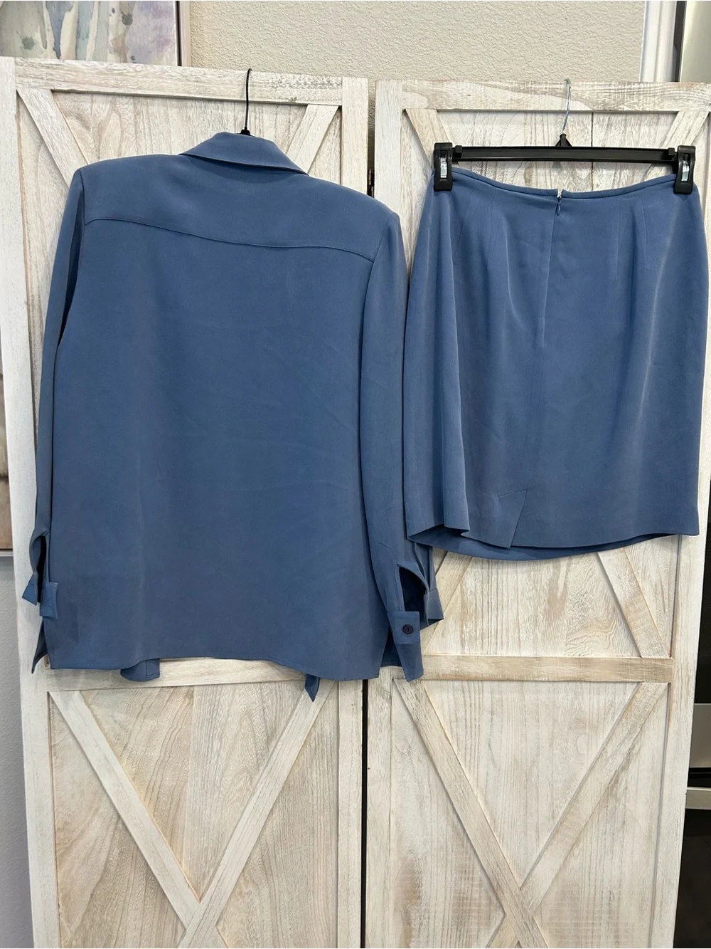 Lord & Taylor Petite Light Blue Skirt Suit 3 pc Set-SILK
